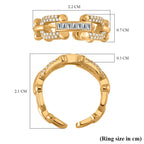 Designer Inspired -White Cubic Zirconia Adjustable Ring ( Sizes O to R )