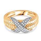 White Cubic Zirconia Ring in White & Yellow Gold Tone