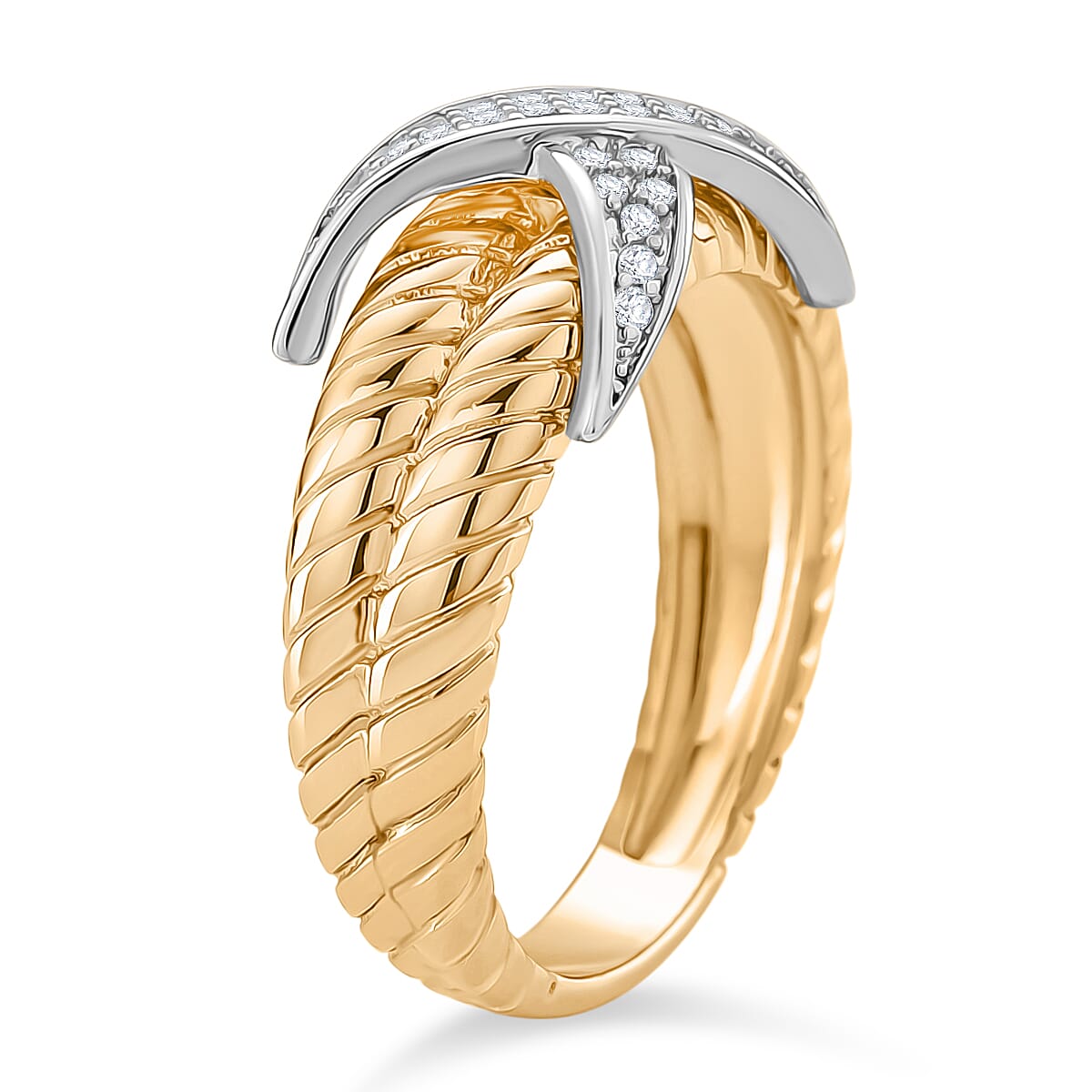 White Cubic Zirconia Ring in White &amp; Yellow Gold Tone 8143432 3