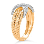 White Cubic Zirconia Ring in White & Yellow Gold Tone