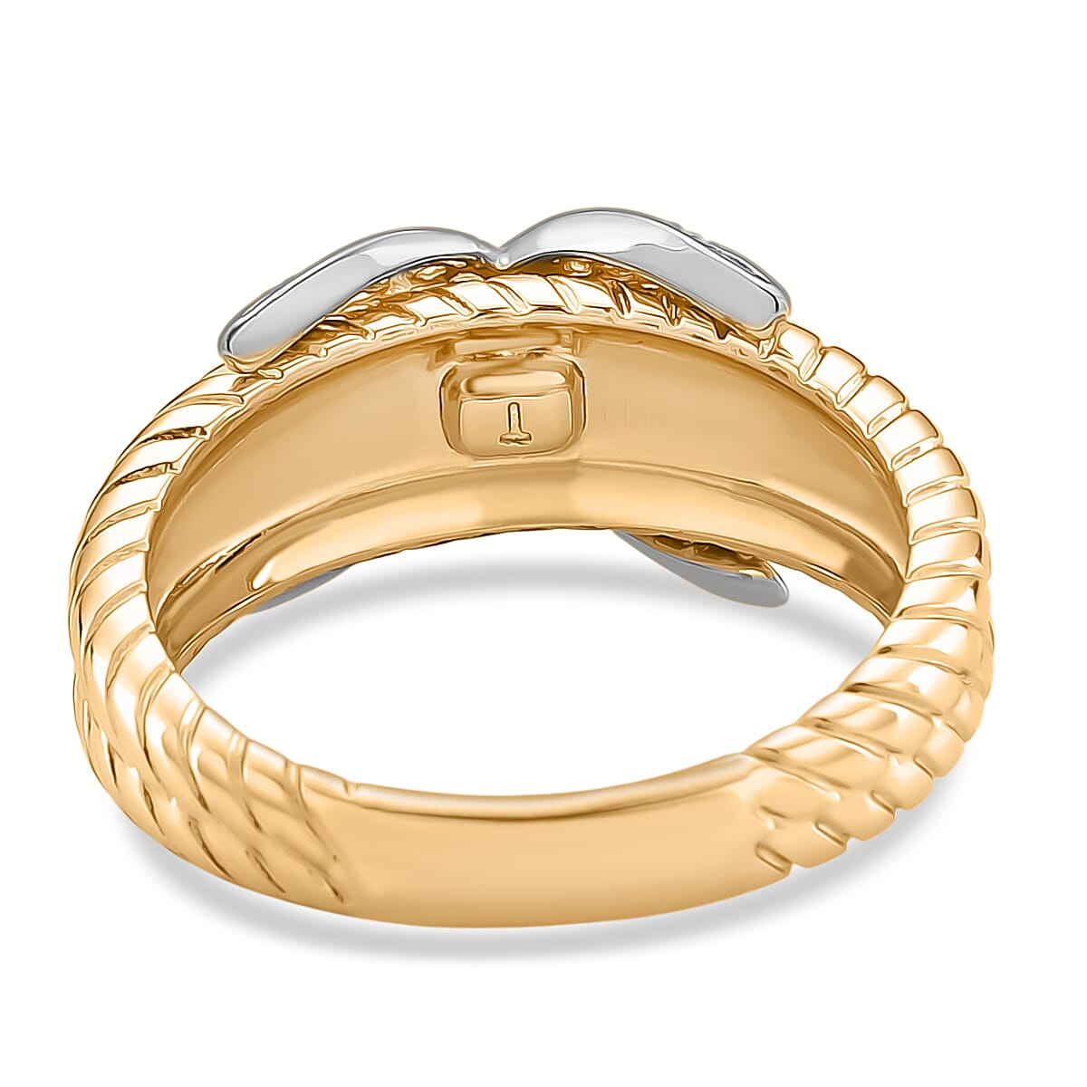 White Cubic Zirconia Ring in White &amp; Yellow Gold Tone 8143432 4