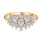 White Cubic Zirconia Boat Ring in Yellow Gold Plating Sterling Silver 1.41 Ct.