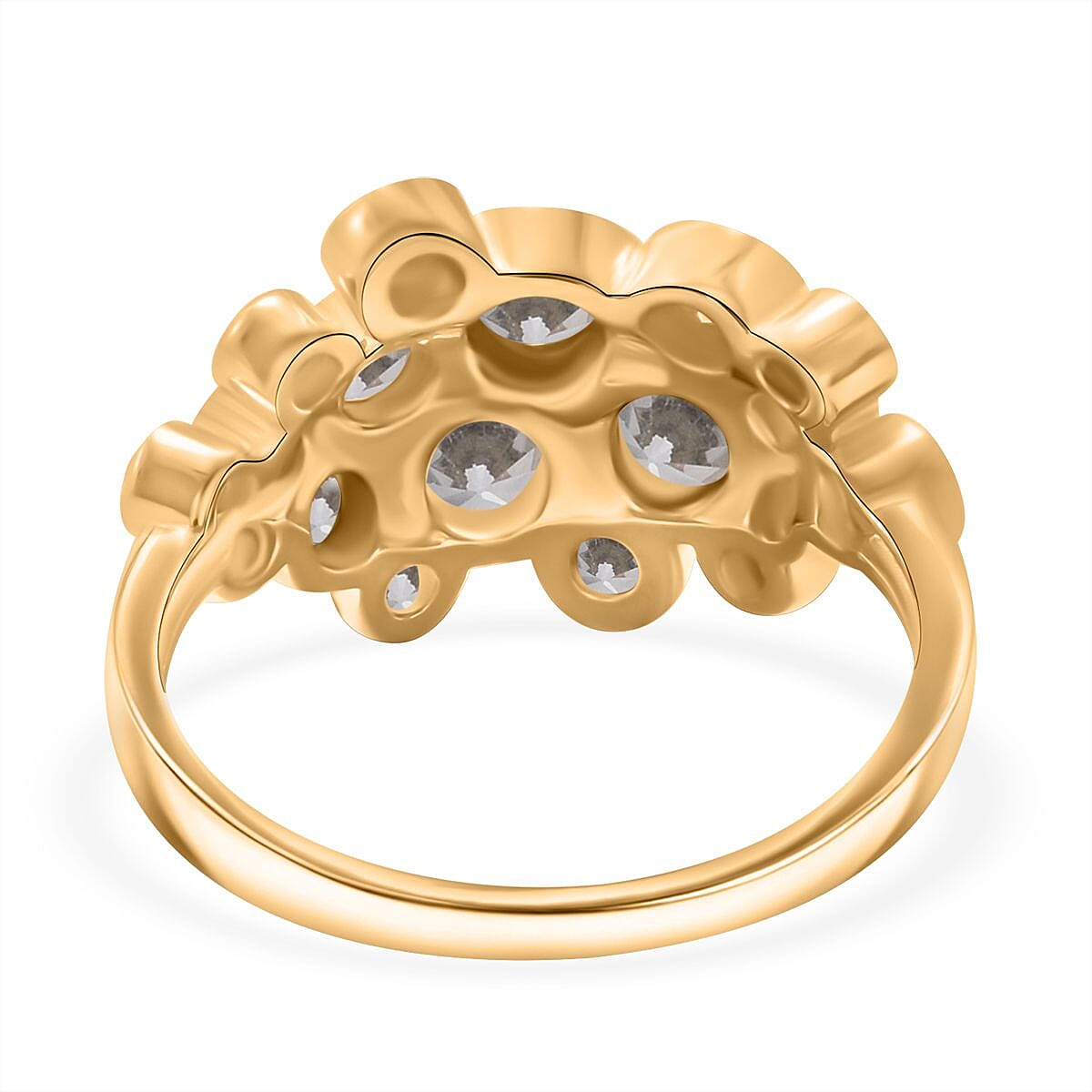White Cubic Zirconia Bubble Ring in 18K Yellow Gold Plated Sterling Silver 3.11 ct 7950309 11