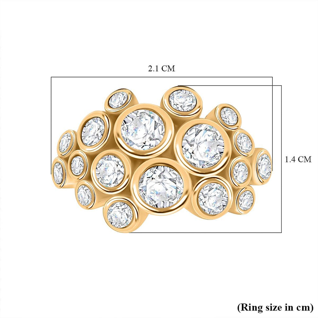 White Cubic Zirconia Ring in 18K Yellow Gold Vermeil Plating Sterling Silver 3.11 Ct.