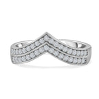 Cubic Zirconia Wishbone Ring in Rhodium Overlay Sterling Silver