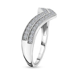 Cubic Zirconia Wishbone Ring in Rhodium Overlay Sterling Silver