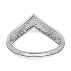 Cubic Zirconia Wishbone Ring in Rhodium Overlay Sterling Silver