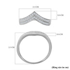 Cubic Zirconia Wishbone Ring in Rhodium Overlay Sterling Silver