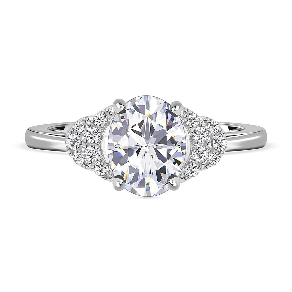 Simulated Diamond Ring in Rhodium Overlay Sterling Silver