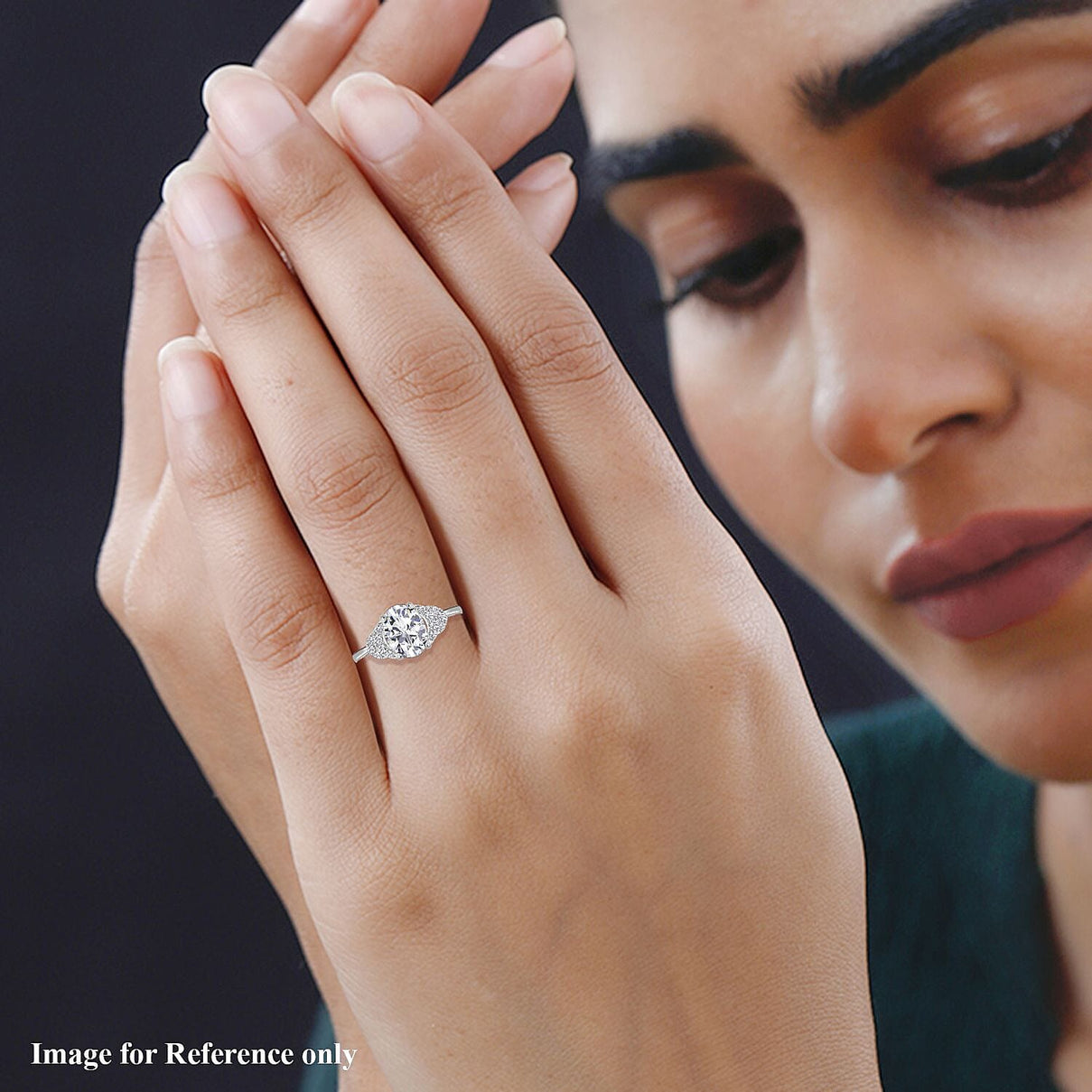 Simulated Diamond Ring in Rhodium Overlay Sterling Silver 7303313 8