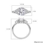 Simulated Diamond Ring in Rhodium Overlay Sterling Silver