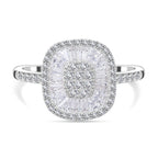 Cubic Zirconia Cluster Ring in Rhodium Overlay Sterling Silver