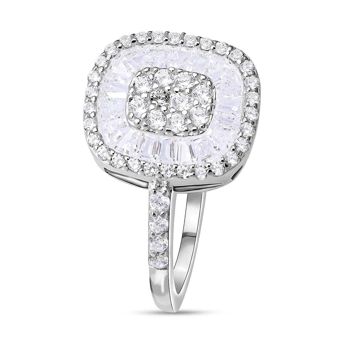 Cubic Zirconia Cluster Ring in Rhodium Overlay Sterling Silver 7683041 4