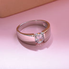 NY Closeout - Cubic Zirconia Solitaire Ring in Rhodium Overlay Sterling Silver