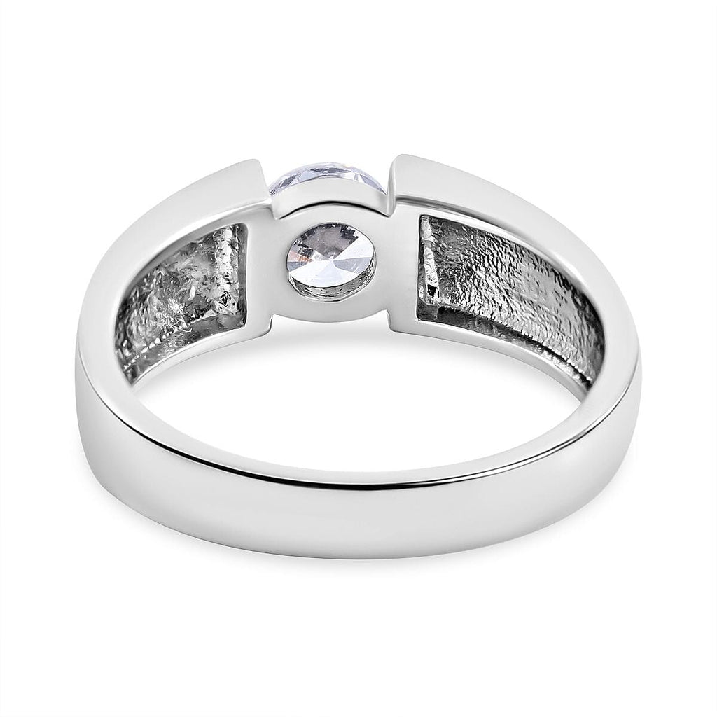 NY Closeout - Cubic Zirconia Solitaire Ring in Rhodium Overlay Sterling Silver