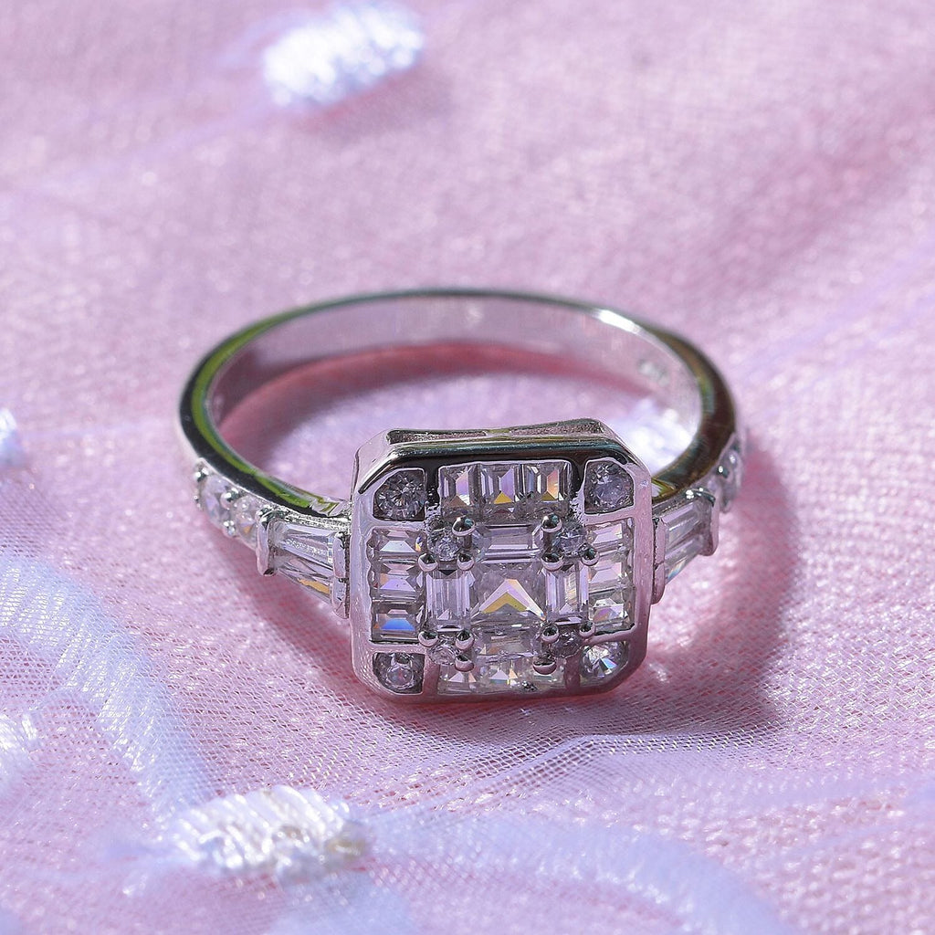 NY Closeout - Cubic Zirconia Ring in Rhodium Overlay Sterling Silver