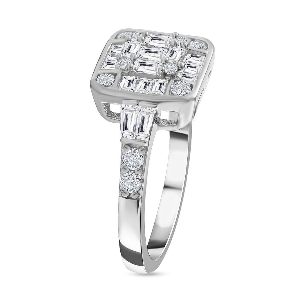 NY Closeout - Cubic Zirconia Ring in Rhodium Overlay Sterling Silver