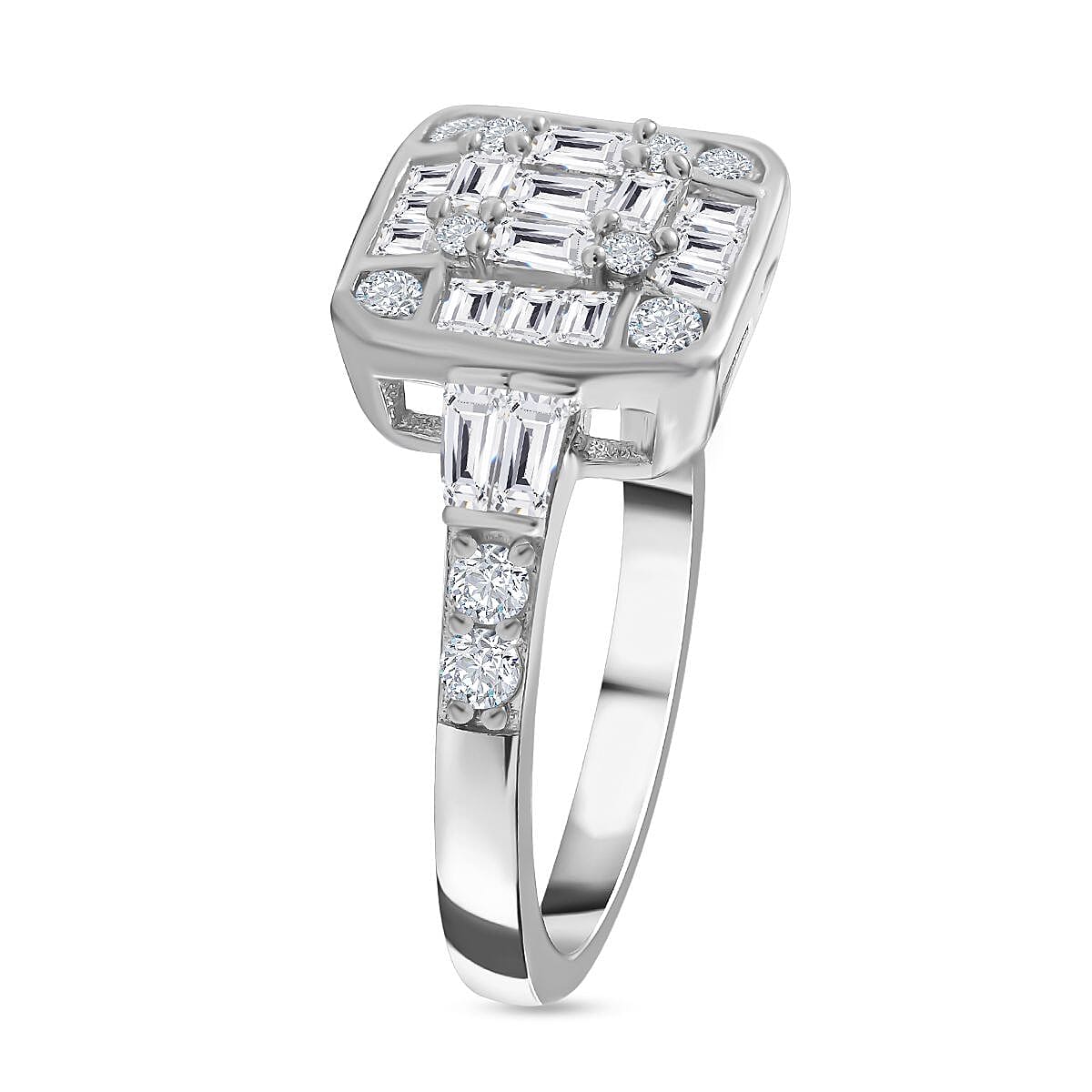 NY Closeout - Cubic Zirconia Ring in Rhodium Overlay Sterling Silver 7683038 4