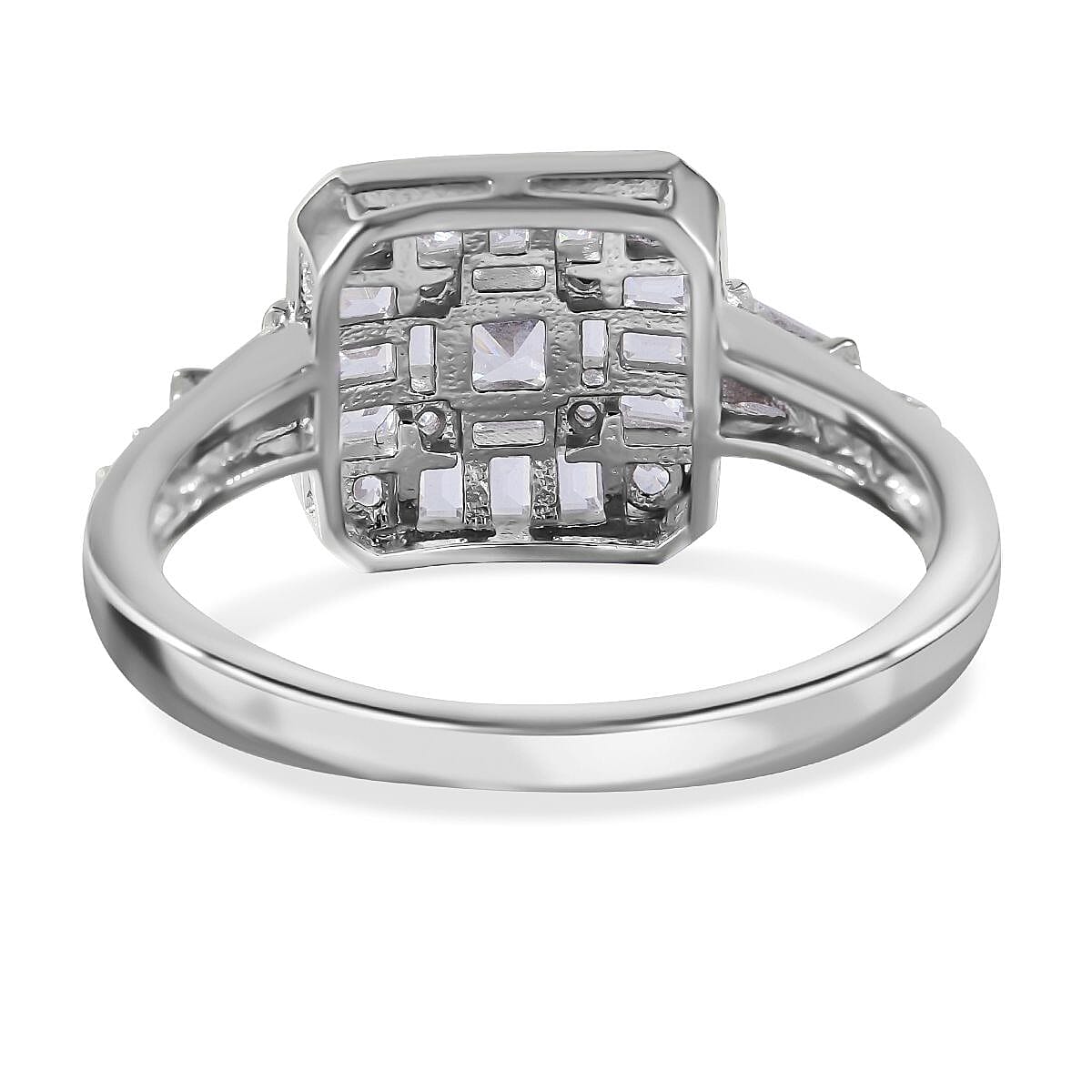 NY Closeout - Cubic Zirconia Ring in Rhodium Overlay Sterling Silver 7683038 5