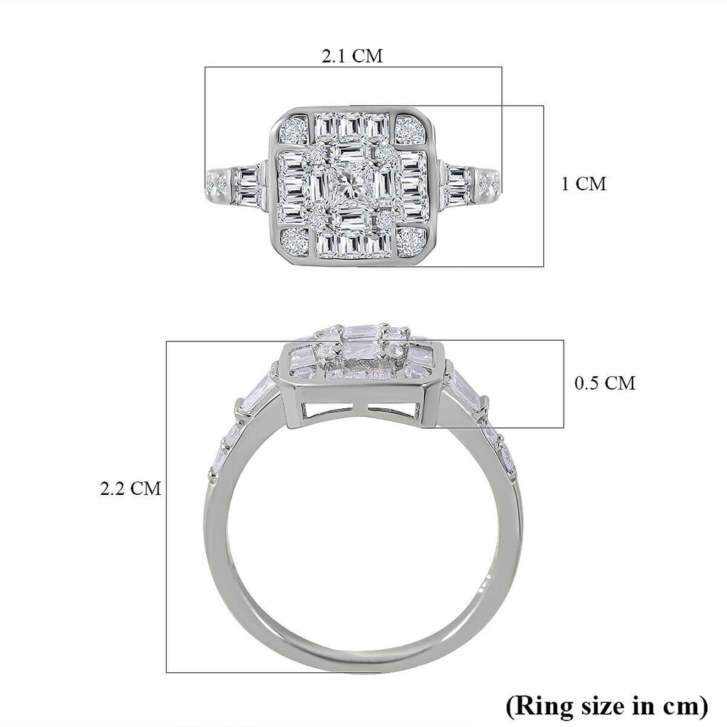 NY Closeout - Cubic Zirconia Ring in Rhodium Overlay Sterling Silver