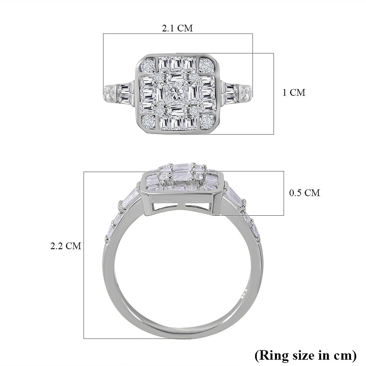 NY Closeout - Cubic Zirconia Ring in Rhodium Overlay Sterling Silver 7683038 6