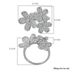 Cubic Zirconia Floral Ring in Rhodium Overlay Sterling Silver