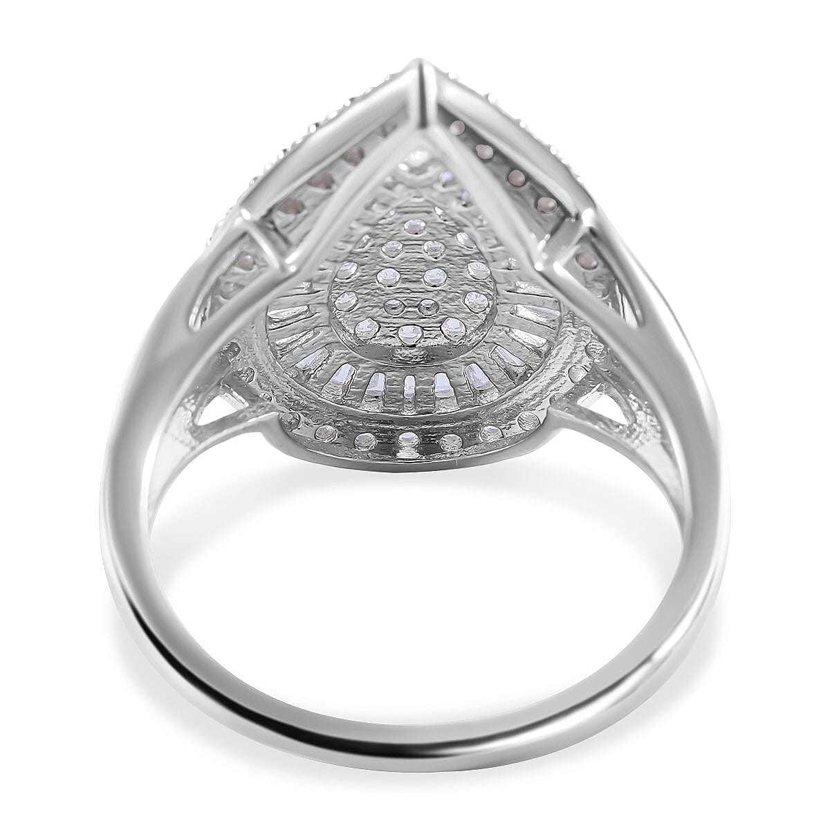 NY Closeout- Cubic Zirconia Teardrop Cocktail Ring in Rhodium Overlay Sterling Silver 7624157 5