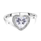 Simulated Diamond Heart Ring in Rhodium Overlay Sterling Silver