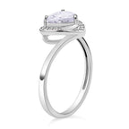 Simulated Diamond Heart Ring in Rhodium Overlay Sterling Silver