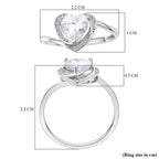 Simulated Diamond Heart Ring in Rhodium Overlay Sterling Silver
