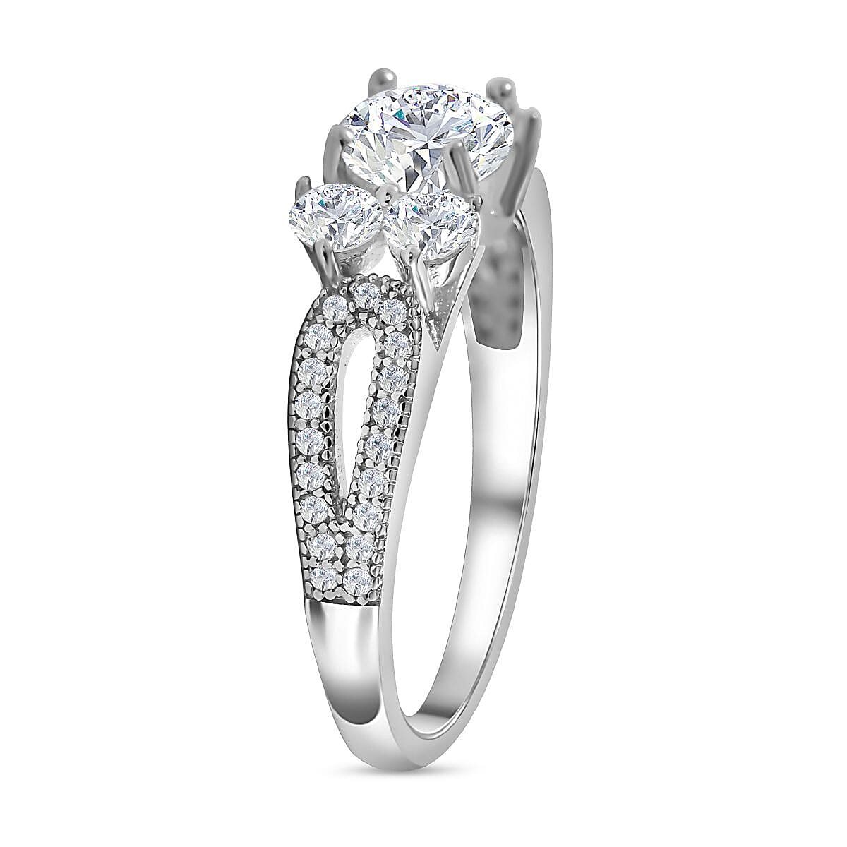 NY Close Out Deal - Cubic Zirconia Ring in Rhodium Overlay Sterling Silver 3.00 Cts 7683014 4