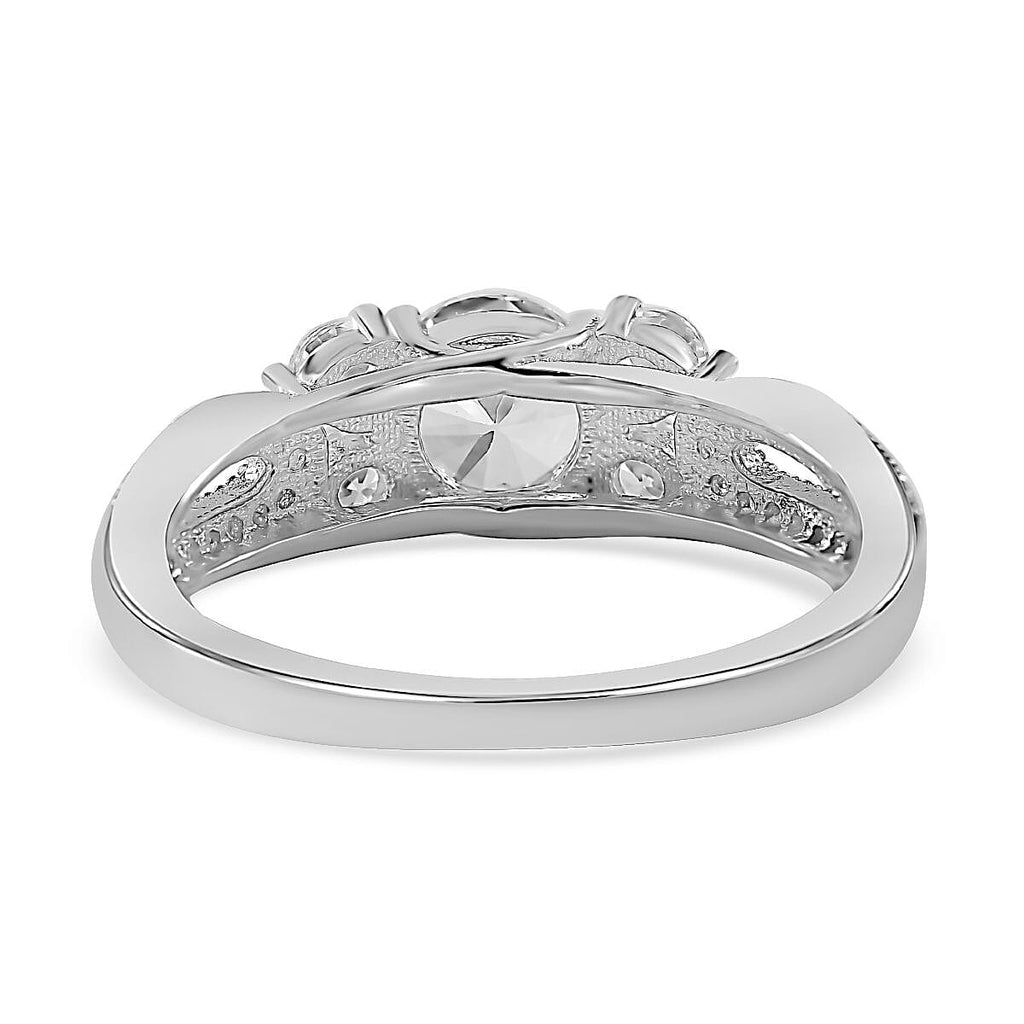 NY Close Out Deal - Cubic Zirconia Ring in Rhodium Overlay Sterling Silver 3.00 Cts