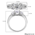 NY Close Out Deal - Cubic Zirconia Ring in Rhodium Overlay Sterling Silver 3.00 Cts