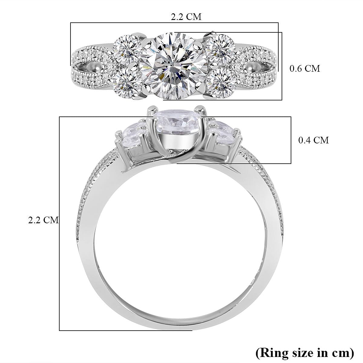 NY Close Out Deal - Cubic Zirconia Ring in Rhodium Overlay Sterling Silver 3.00 Cts 7683014 6