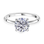 NY Close Out Deal - Cubic Zirconia Solitaire Ring in Rhodium Overlay Sterling Silver