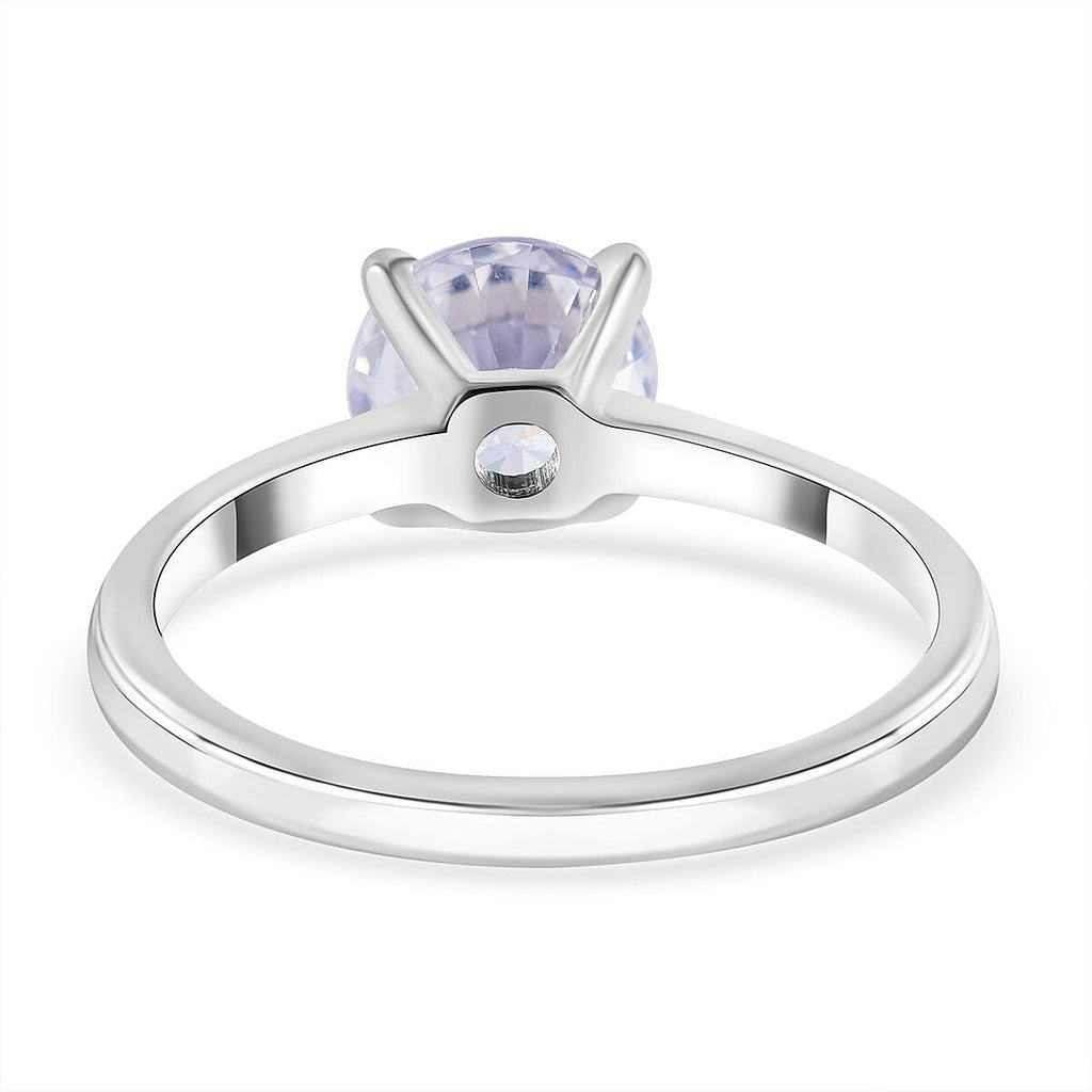 NY Close Out Deal - Cubic Zirconia Solitaire Ring in Rhodium Overlay Sterling Silver