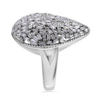 Red Carpet Collection - Fire Cracker Cubic Zirconia Ring in Rhodium Overlay Sterling Silver, Silver Wt 6.80 GM