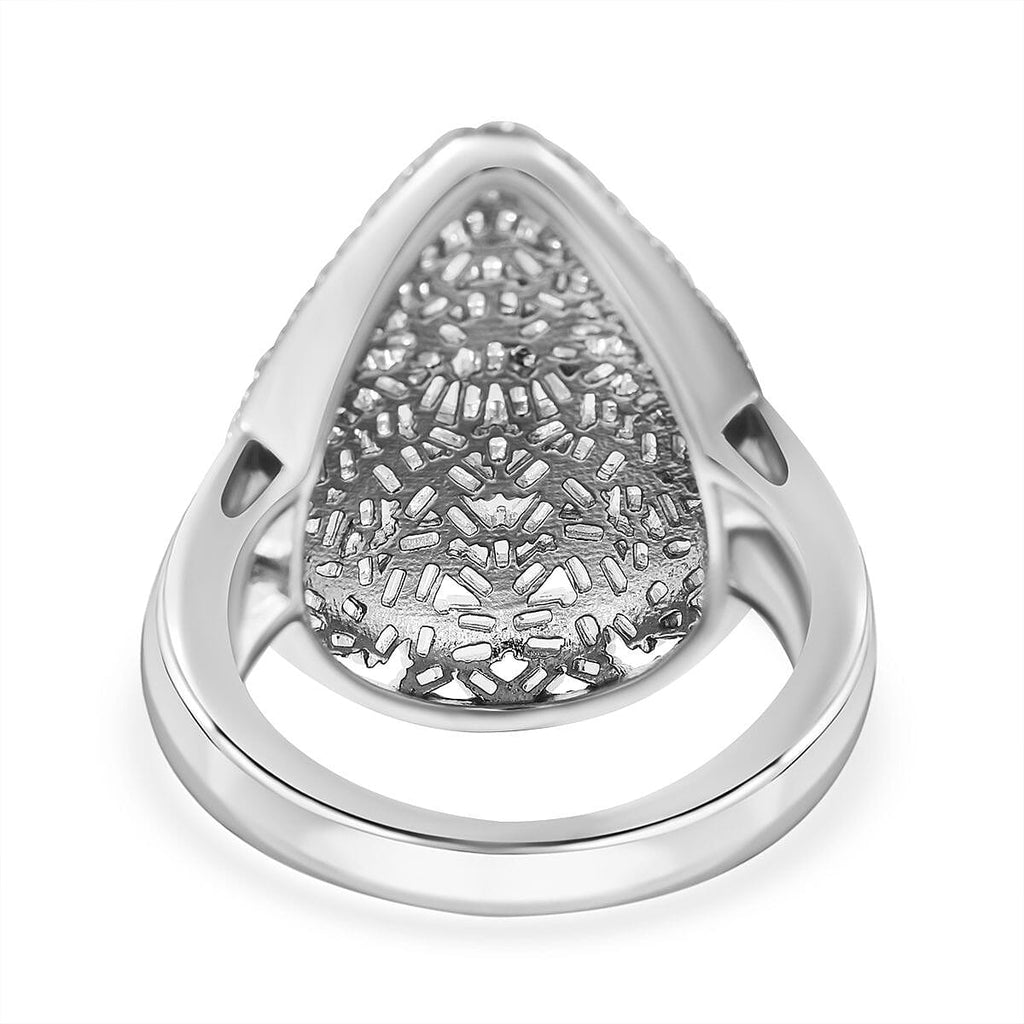 Red Carpet Collection - Fire Cracker Cubic Zirconia Ring in Rhodium Overlay Sterling Silver, Silver Wt 6.80 GM