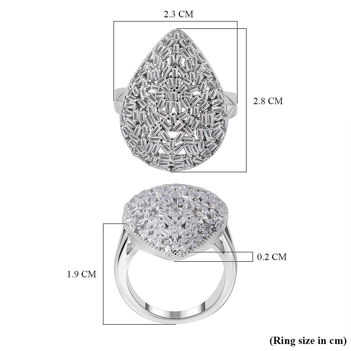 Red Carpet Collection - Fire Cracker Cubic Zirconia Ring in Rhodium Overlay Sterling Silver, Silver Wt 6.80 GM 7726502 5