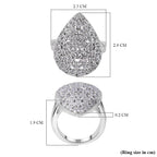 Red Carpet Collection - Fire Cracker Cubic Zirconia Ring in Rhodium Overlay Sterling Silver, Silver Wt 6.80 GM