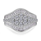 Cubic Zirconia Cluster Ring in Rhodium Overlay Sterling Silver