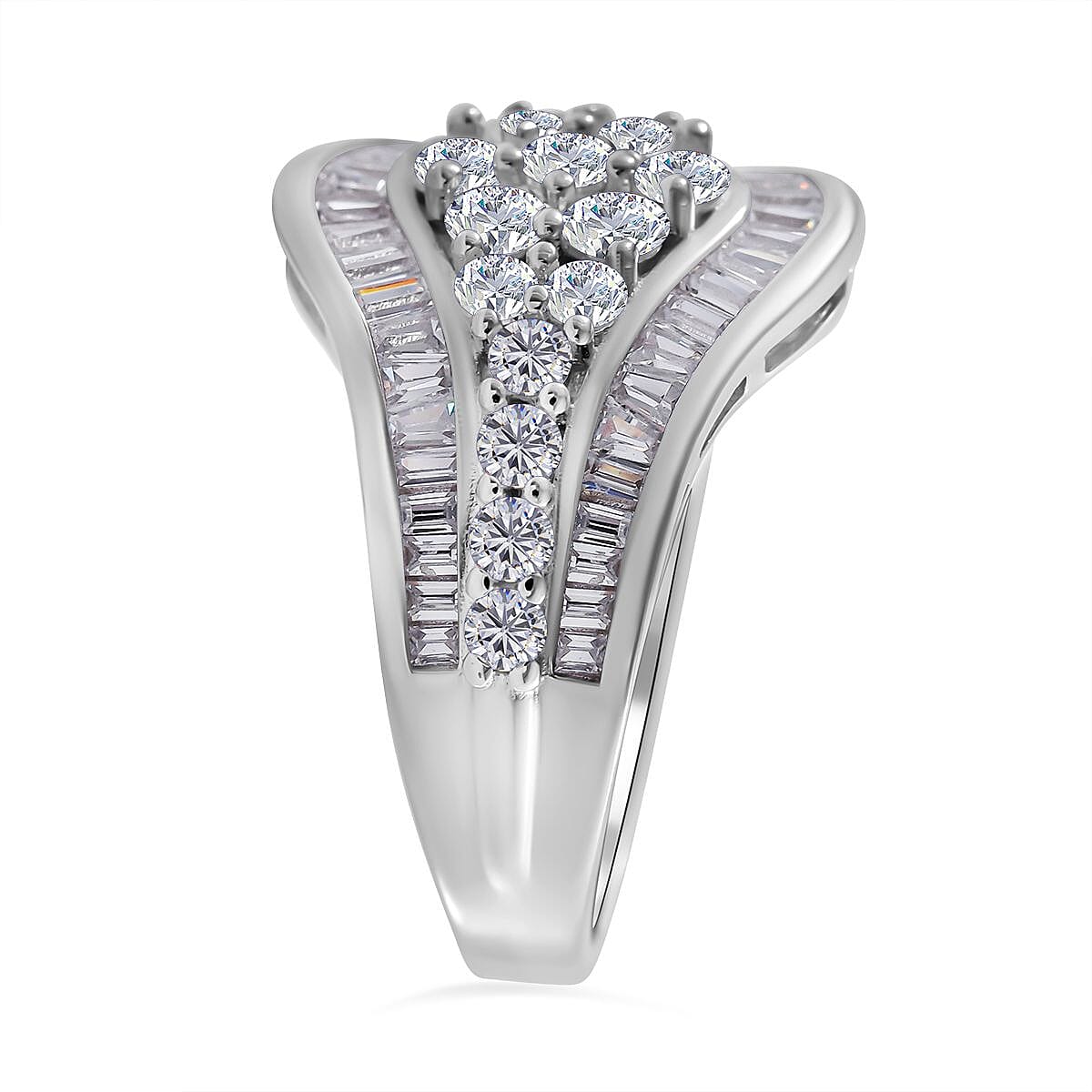 Cubic Zirconia Cluster Ring in Rhodium Overlay Sterling Silver 7683023 4