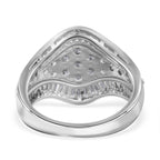 Cubic Zirconia Cluster Ring in Rhodium Overlay Sterling Silver