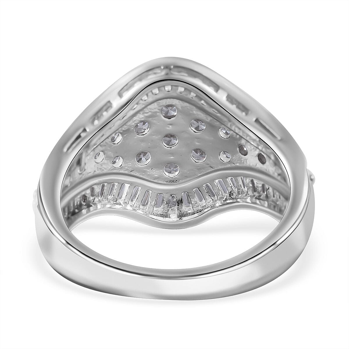 Cubic Zirconia Cluster Ring in Rhodium Overlay Sterling Silver 7683023 5
