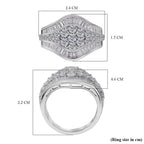 Cubic Zirconia Cluster Ring in Rhodium Overlay Sterling Silver