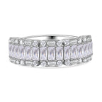 Cubic Zirconia Half Eternity Ring in Rhodium Overlay Sterling Silver