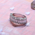 Cubic Zirconia Half Eternity Ring in Rhodium Overlay Sterling Silver