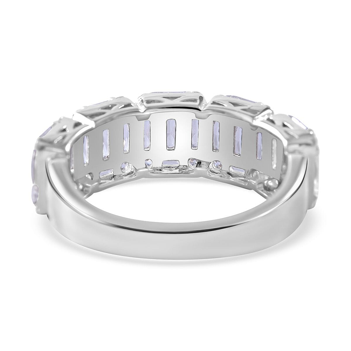 Cubic Zirconia Half Eternity Ring in Rhodium Overlay Sterling Silver 7698034 5