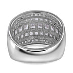 Manhattan Closeout  - White Cubic Zirconia Multi-Row Ring in Rhodium Overlay Sterling Silver 5.58 Ct, Silver Wt. 8.40 Gms