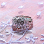 Cubic Zirconia Honeycomb Ring in Rhodium Overlay Sterling Silver, Silver Wt 5.80 GM